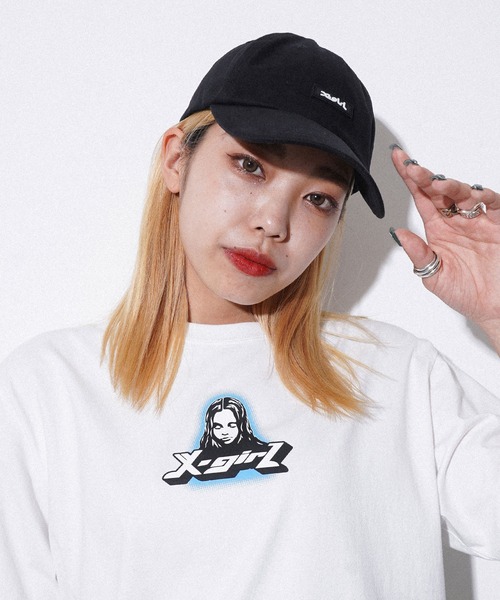 X-girl（エックスガール）の「RUBBER BOX LOGO CAP（キャップ・レディース・ライトブルー/ブラック/インディゴブルー/マルチ・ONE SIZE）」の15枚目の写真