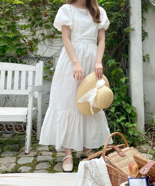 Heather（ヘザー）の「バックシャンコットン混ワンピースセット2P　956613（ワンピース・レディース・ホワイト/ブラック/ブラウン・FREE）」の2枚目の写真