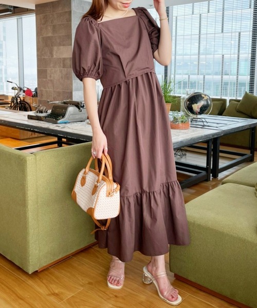 Heather（ヘザー）の「バックシャンコットン混ワンピースセット2P　956613（ワンピース・レディース・ホワイト/ブラック/ブラウン・FREE）」の5枚目の写真