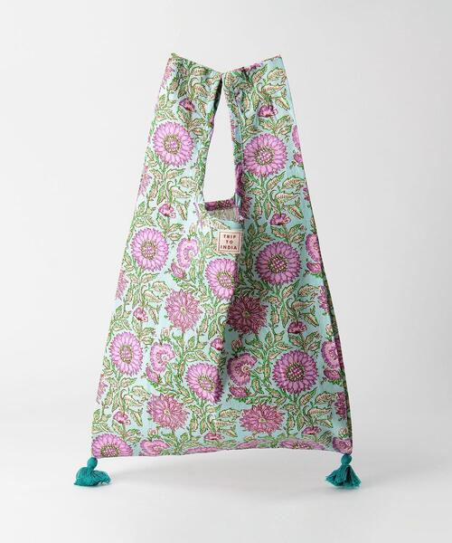 THE STATION STORE（ザ ステーション ストア）の「＜RICHE＞IND タッセル マルシェバッグ（エコバッグ/サブバッグ・レディース・ピンク/ターコイズブルー/ライトブルー・FREE）」の2枚目の写真