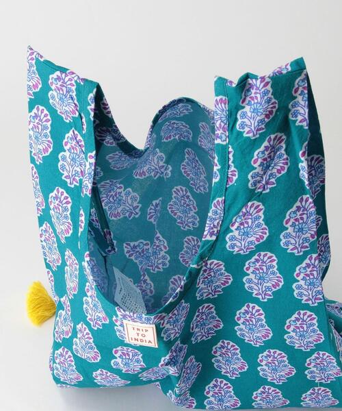 THE STATION STORE（ザ ステーション ストア）の「＜RICHE＞IND タッセル マルシェバッグ（エコバッグ/サブバッグ・レディース・ピンク/ターコイズブルー/ライトブルー・FREE）」の6枚目の写真