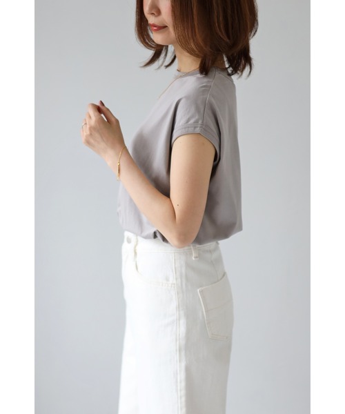 Bonjour Sagan(ボンジュールサガン)の「コットンノースリーブ(Tシャツ/カットソー・レディース・ホワイト/チャコールグレー/ブラック/グレイッシュベージュ・FREE)」の6枚目の写真