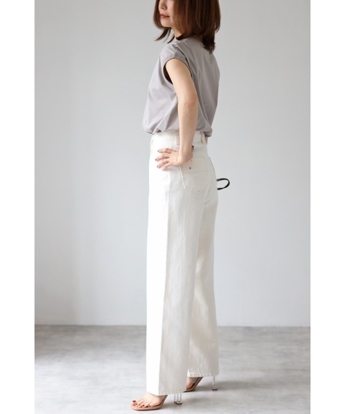 Bonjour Sagan(ボンジュールサガン)の「コットンノースリーブ(Tシャツ/カットソー・レディース・ホワイト/チャコールグレー/ブラック/グレイッシュベージュ・FREE)」の7枚目の写真