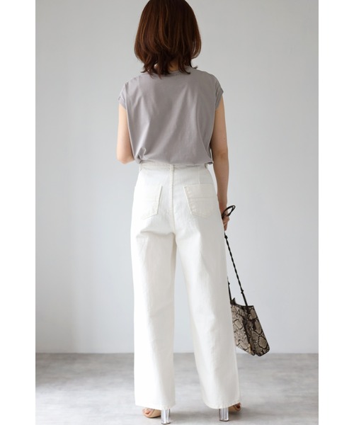 Bonjour Sagan(ボンジュールサガン)の「コットンノースリーブ(Tシャツ/カットソー・レディース・ホワイト/チャコールグレー/ブラック/グレイッシュベージュ・FREE)」の9枚目の写真