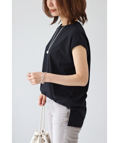 Bonjour Sagan(ボンジュールサガン)の「コットンノースリーブ(Tシャツ/カットソー・レディース・ホワイト/チャコールグレー/ブラック/グレイッシュベージュ・FREE)」の12枚目の写真