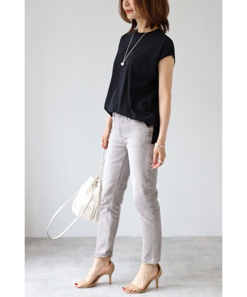 Bonjour Sagan(ボンジュールサガン)の「コットンノースリーブ(Tシャツ/カットソー・レディース・ホワイト/チャコールグレー/ブラック/グレイッシュベージュ・FREE)」の13枚目の写真