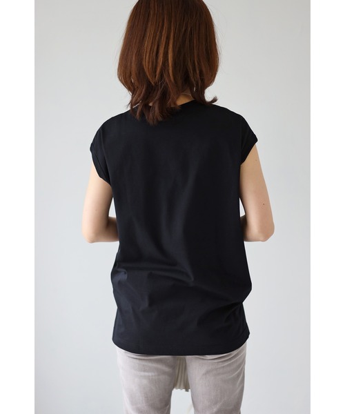 Bonjour Sagan(ボンジュールサガン)の「コットンノースリーブ(Tシャツ/カットソー・レディース・ホワイト/チャコールグレー/ブラック/グレイッシュベージュ・FREE)」の14枚目の写真