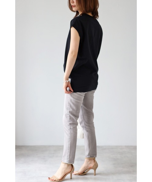 Bonjour Sagan(ボンジュールサガン)の「コットンノースリーブ(Tシャツ/カットソー・レディース・ホワイト/チャコールグレー/ブラック/グレイッシュベージュ・FREE)」の15枚目の写真