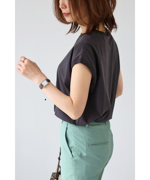 Bonjour Sagan(ボンジュールサガン)の「コットンノースリーブ(Tシャツ/カットソー・レディース・ホワイト/チャコールグレー/ブラック/グレイッシュベージュ・FREE)」の22枚目の写真