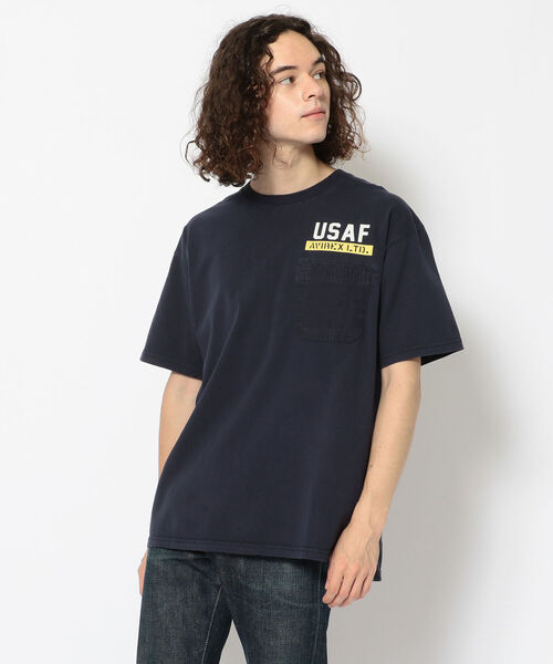 AVIREX（アヴィレックス）の「フェードウォッシュ ポケットTシャツ/S/S FADE WASH POCKET T-SHIRT/アヴィレックス/AVIREX（Tシャツ/カットソー・メンズ・ネイビー/オフホワイト/ブラック/カモフラージュ・XX-LARGE/X-LARGE/LARGE/MEDIUM）」の5枚目の写真