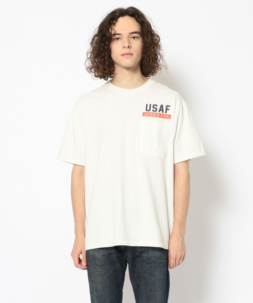 AVIREX（アヴィレックス）の「フェードウォッシュ ポケットTシャツ/S/S FADE WASH POCKET T-SHIRT/アヴィレックス/AVIREX（Tシャツ/カットソー・メンズ・ネイビー/オフホワイト/ブラック/カモフラージュ・XX-LARGE/X-LARGE/LARGE/MEDIUM）」の8枚目の写真