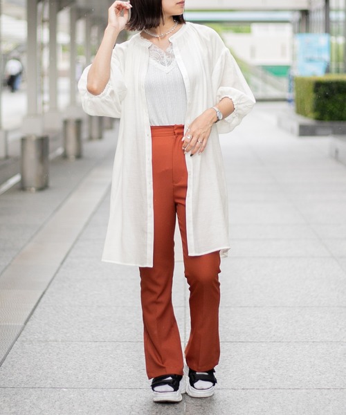 PairPair（ペアペア）の「シアーチュニックシャツ（シャツ/ブラウス・レディース・オフホワイト/ライトグリーン・FREE）」の8枚目の写真