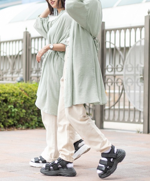 PairPair（ペアペア）の「シアーチュニックシャツ（シャツ/ブラウス・レディース・オフホワイト/ライトグリーン・FREE）」の13枚目の写真