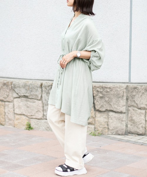 PairPair（ペアペア）の「シアーチュニックシャツ（シャツ/ブラウス・レディース・オフホワイト/ライトグリーン・FREE）」の15枚目の写真