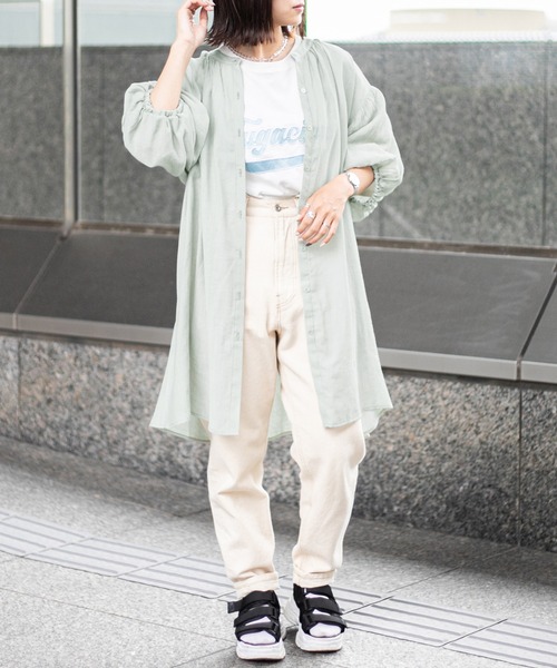 PairPair（ペアペア）の「シアーチュニックシャツ（シャツ/ブラウス・レディース・オフホワイト/ライトグリーン・FREE）」の17枚目の写真