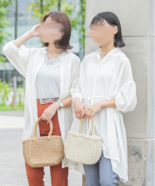 PairPair（ペアペア）の「シアーチュニックシャツ（シャツ/ブラウス・レディース・オフホワイト/ライトグリーン・FREE）」の4枚目の写真