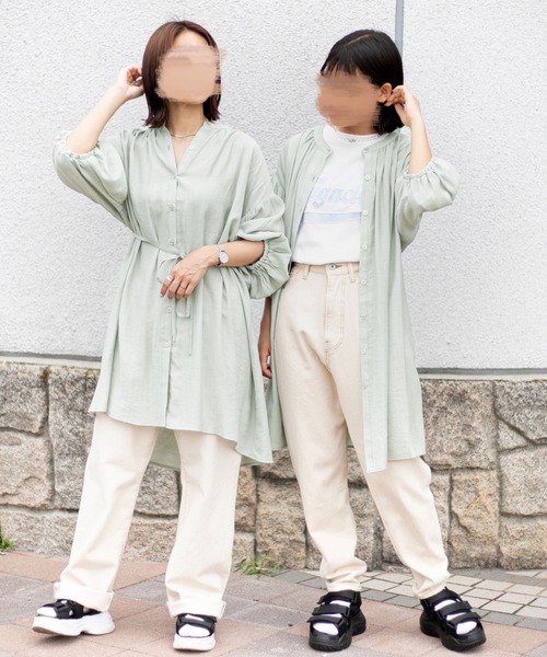 PairPair（ペアペア）の「シアーチュニックシャツ（シャツ/ブラウス・レディース・オフホワイト/ライトグリーン・FREE）」の11枚目の写真