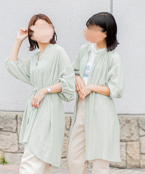 PairPair（ペアペア）の「シアーチュニックシャツ（シャツ/ブラウス・レディース・オフホワイト/ライトグリーン・FREE）」の12枚目の写真