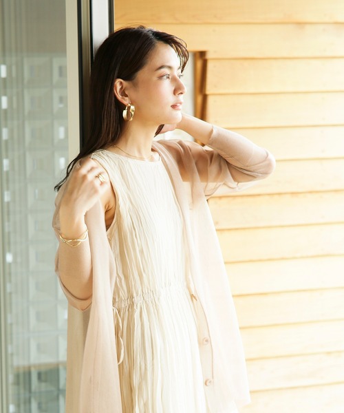 ENNEA（エンネア）の「【手洗いできる】サイドリボン・シフォン楊柳シワ加工カラーワンピース（ワンピース・レディース・ブラック/オレンジ/アイボリー/ライトグリーン・38）」の19枚目の写真