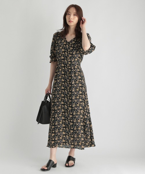 Andemiu(アンデミュウ)の「ヴィンテージフラワーワンピース216846(ワンピース・レディース・ブラック/オフホワイト・FREE)」の9枚目の写真