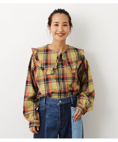 RODEO CROWNS WIDE BOWL（ロデオクラウンズワイドボウル）の「ﾋﾞｯｸﾞｶﾗｰﾌﾞﾗｳｽ（シャツ/ブラウス・レディース・オフホワイト/ブルー/イエロー系その他・FREE）」の3枚目の写真