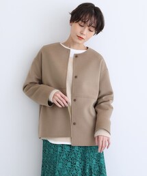 INDIVI | 【otonaMUSE 1月号掲載商品/ハミルトンウール】リバーノーカラーショートコート(ノーカラーコート)
