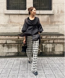 ulu | Check design straight wide pants(その他パンツ)