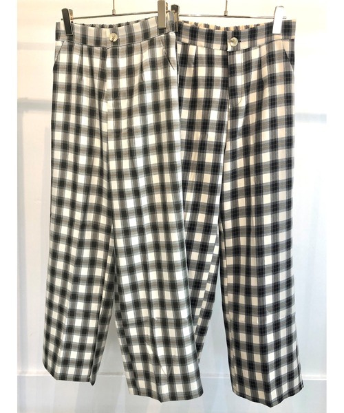 ulu(ウル)の「Check design straight wide pants(その他パンツ・レディース・ブラック/グリーン・FREE)」の4枚目の写真