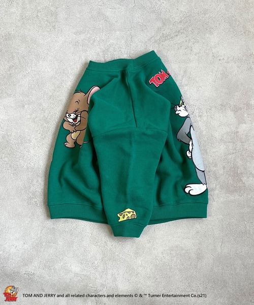 Tom＆Jerry（トムアンドジェリー）の「【トムとジェリー】別注プリントトレーナー（80～150cm）（スウェット・キッズ・グリーン/ライトピンク/チャコール・90/100/110/120/80/130/95/140/150）」の8枚目の写真