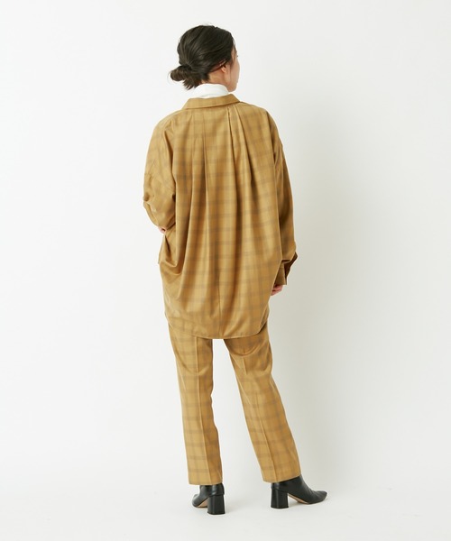 CIAOPANIC（チャオパニック）の「■カスレチェックシャツジャケット/セットアップ着用可（セットアップ・レディース・ブラウン/イエロー・FREE）」の5枚目の写真