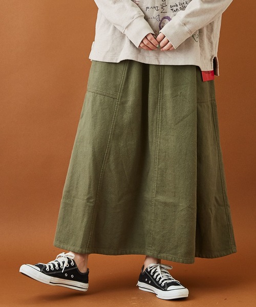CUBE SUGAR（キューブシュガー）の「ウォームツイル サイドポケット スカート（スカート・レディース・ナチュラル/ダークパープル/カーキ/ブラウン・M）」の3枚目の写真