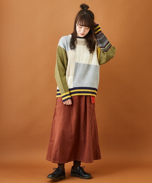 CUBE SUGAR（キューブシュガー）の「ウォームツイル サイドポケット スカート（スカート・レディース・ナチュラル/ダークパープル/カーキ/ブラウン・M）」の21枚目の写真