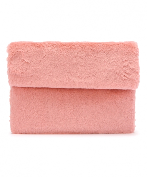 Jewel Changes（ジュエルチェンジズ）の「JC フェイクファー FLAP クラッチ / バッグ / ポーチ / ギフト / プレゼント（クラッチバッグ・レディース・ホワイト/ピンク・フリー）」の5枚目の写真