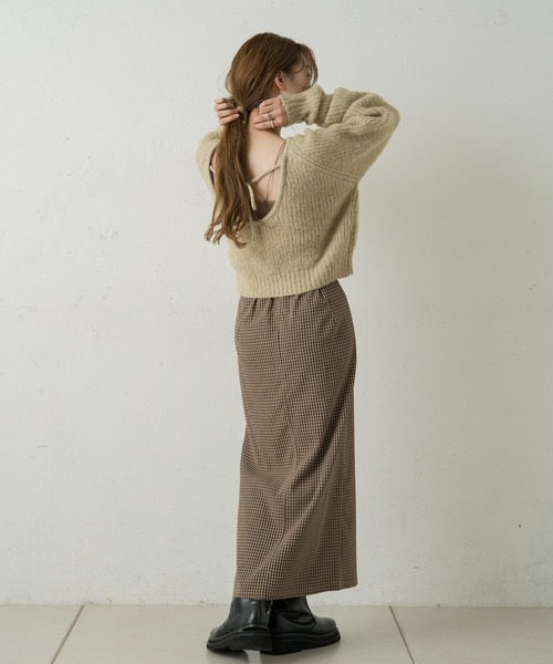 Kastane（カスタネ）の「BACK開きモヘアライクニット（ニット/セーター・レディース・モカ/ライトベージュ/スカイブルー・FREE）」の19枚目の写真