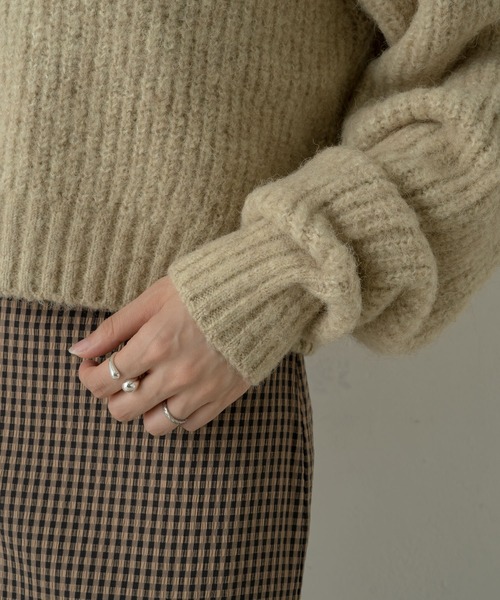 Kastane（カスタネ）の「BACK開きモヘアライクニット（ニット/セーター・レディース・モカ/ライトベージュ/スカイブルー・FREE）」の11枚目の写真