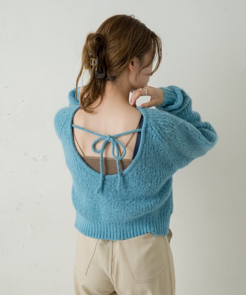 Kastane（カスタネ）の「BACK開きモヘアライクニット（ニット/セーター・レディース・モカ/ライトベージュ/スカイブルー・FREE）」の17枚目の写真