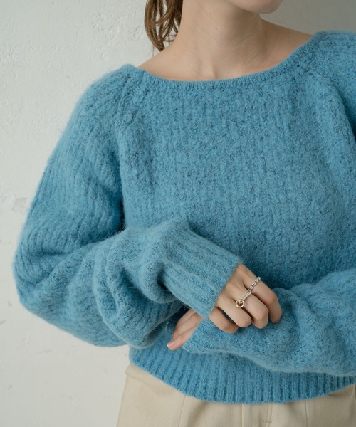 Kastane（カスタネ）の「BACK開きモヘアライクニット（ニット/セーター・レディース・モカ/ライトベージュ/スカイブルー・FREE）」の12枚目の写真