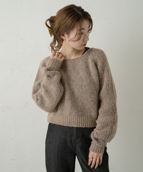 Kastane（カスタネ）の「BACK開きモヘアライクニット（ニット/セーター・レディース・モカ/ライトベージュ/スカイブルー・FREE）」の18枚目の写真