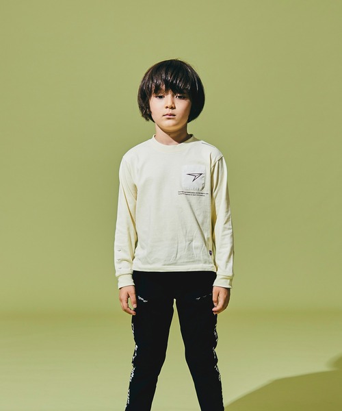 瞬足（シュンソク）の「瞬足/キッズ/アームスウィングロングスリーブTシャツ/SSA1060（Tシャツ/カットソー・キッズ・ホワイト/ブラック/ブラウン/イエロー・S/M/L/XL）」の2枚目の写真