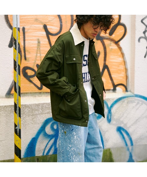 CPCM（シーピーシーエム）の「襟コーデュロイダックハーフジャケット（ミリタリージャケット・メンズ・キャメル/チャコールグレー/グリーン・LARGE/MEDIUM）」の9枚目の写真