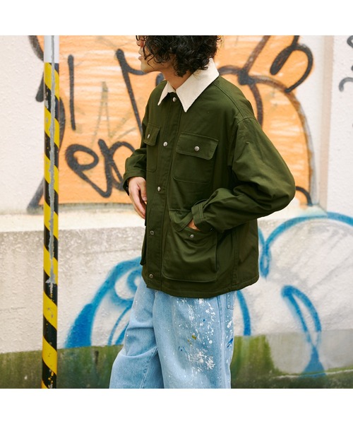 CPCM（シーピーシーエム）の「襟コーデュロイダックハーフジャケット（ミリタリージャケット・メンズ・キャメル/チャコールグレー/グリーン・LARGE/MEDIUM）」の21枚目の写真