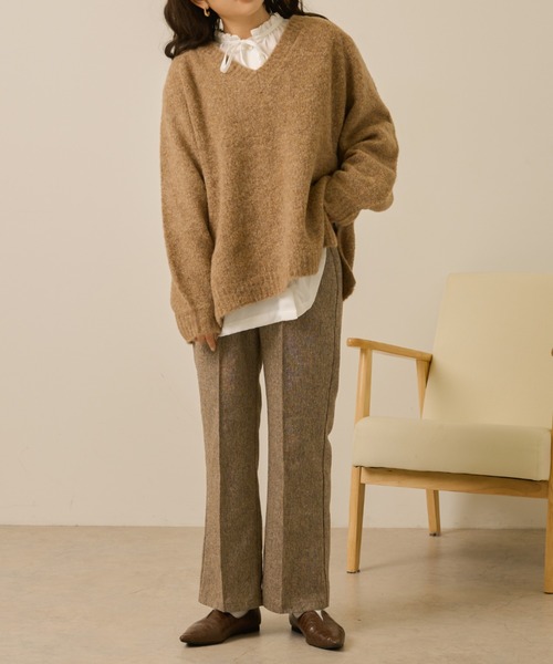 Ambre Neige(アンブルネージュ)の「センターシームツイードパンツ/【WEB/EC限定商品】(スラックス・レディース・ダークブラウン/ライトブラウン・FREE)」の10枚目の写真