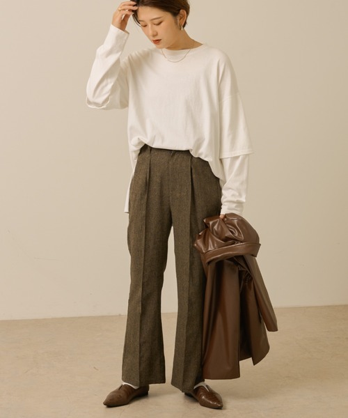 Ambre Neige(アンブルネージュ)の「センターシームツイードパンツ/【WEB/EC限定商品】(スラックス・レディース・ダークブラウン/ライトブラウン・FREE)」の13枚目の写真