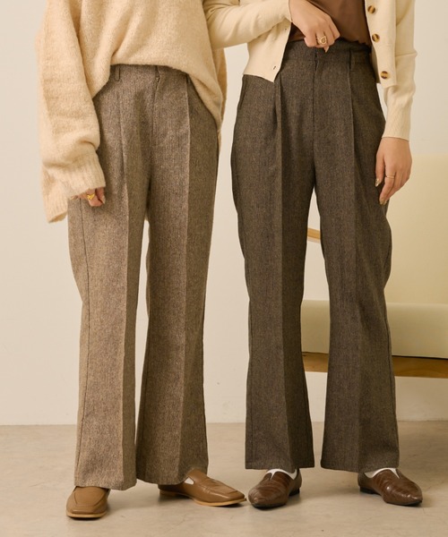 Ambre Neige(アンブルネージュ)の「センターシームツイードパンツ/【WEB/EC限定商品】(スラックス・レディース・ダークブラウン/ライトブラウン・FREE)」の6枚目の写真