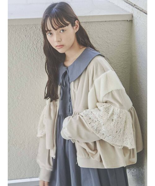 merry jenny（メリージェニー）の「レースレイヤードコンビブルゾン（ブルゾン・レディース・アイボリー/ブラック・FREE）」の7枚目の写真