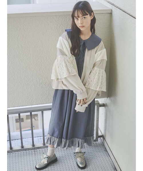 merry jenny（メリージェニー）の「レースレイヤードコンビブルゾン（ブルゾン・レディース・アイボリー/ブラック・FREE）」の9枚目の写真