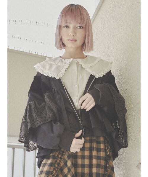 merry jenny（メリージェニー）の「レースレイヤードコンビブルゾン（ブルゾン・レディース・アイボリー/ブラック・FREE）」の10枚目の写真