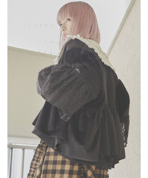 merry jenny（メリージェニー）の「レースレイヤードコンビブルゾン（ブルゾン・レディース・アイボリー/ブラック・FREE）」の11枚目の写真