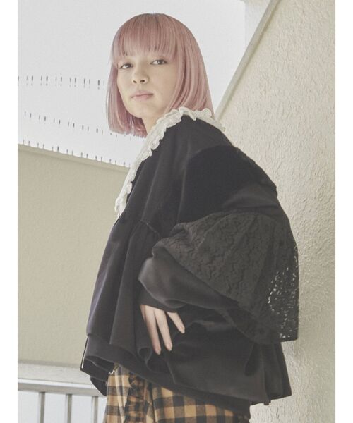 merry jenny（メリージェニー）の「レースレイヤードコンビブルゾン（ブルゾン・レディース・アイボリー/ブラック・FREE）」の12枚目の写真