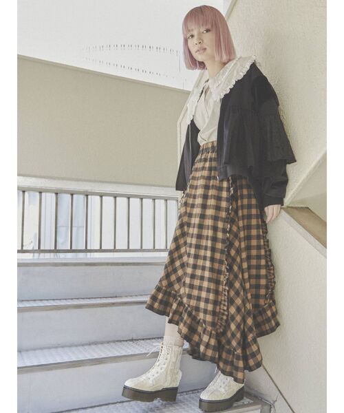 merry jenny（メリージェニー）の「レースレイヤードコンビブルゾン（ブルゾン・レディース・アイボリー/ブラック・FREE）」の13枚目の写真